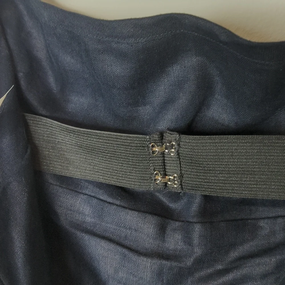 Jcrew strapless linen dress baby blue size 0 women's navy blue